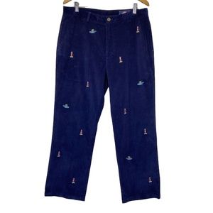 Vineyard Vines Nautical Navy Classic Fit Club Cord Pant Blue Boat Lighthouse